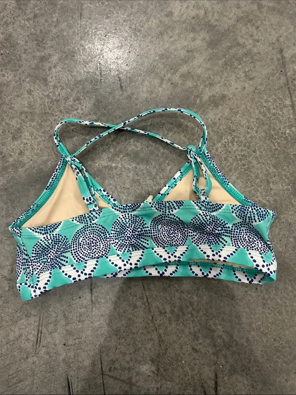 Cabana Life Girls Blue & Teal Patterned Swim Bikini Tops